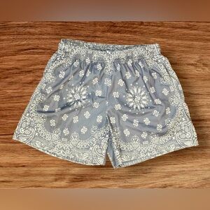 Bravest Studios Gray/light blue Paisley Mesh Shorts (Size Large) New Without Tag